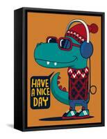 Cool Dinosaur Character Design-braingraph-Framed Stretched Canvas