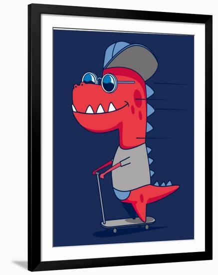 Cool Dinosaur Character Design-braingraph-Framed Art Print