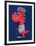 Cool Dinosaur Character Design-braingraph-Framed Art Print