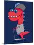 Cool Dinosaur Character Design-braingraph-Mounted Art Print