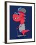 Cool Dinosaur Character Design-braingraph-Framed Art Print