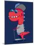 Cool Dinosaur Character Design-braingraph-Mounted Art Print