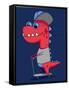 Cool Dinosaur Character Design-braingraph-Framed Stretched Canvas