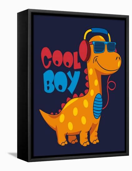 Cool Dinosaur Character Design-braingraph-Framed Stretched Canvas