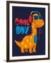 Cool Dinosaur Character Design-braingraph-Framed Art Print