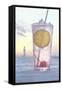 Cool Drink with Cherry and Lemon-null-Framed Stretched Canvas