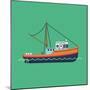 Cool Flat Design Fishing Boat Seaway Transportation Web Icon | Fishing Vessel Decorative Graphic De-Mascha Tace-Mounted Art Print