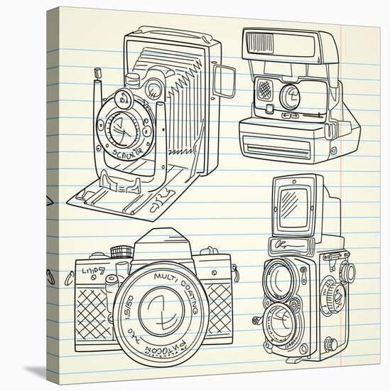 Cool Hand Drawn Old Camera Set, All Time Legends-Alisa Foytik-Stretched Canvas