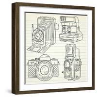 Cool Hand Drawn Old Camera Set, All Time Legends-Alisa Foytik-Framed Art Print