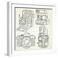 Cool Hand Drawn Old Camera Set, All Time Legends-Alisa Foytik-Framed Art Print