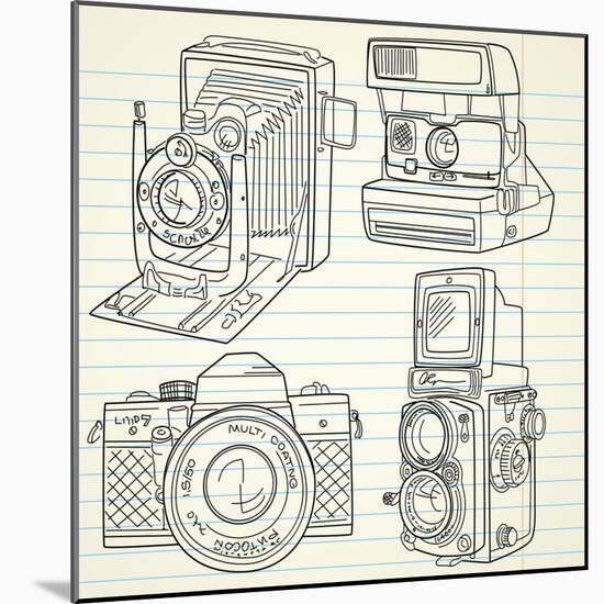 Cool Hand Drawn Old Camera Set, All Time Legends-Alisa Foytik-Mounted Art Print