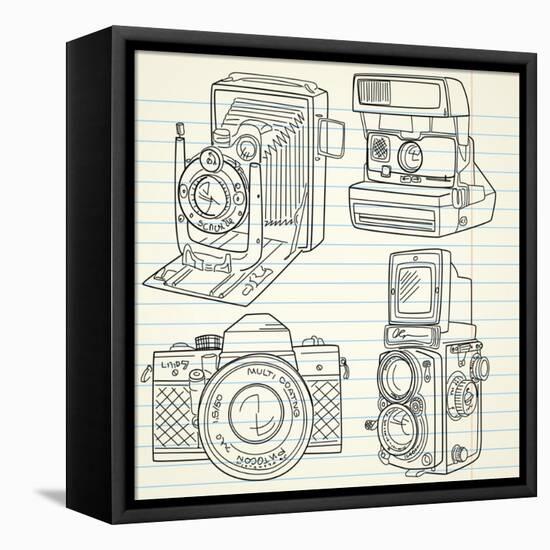 Cool Hand Drawn Old Camera Set, All Time Legends-Alisa Foytik-Framed Stretched Canvas