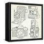 Cool Hand Drawn Old Camera Set, All Time Legends-Alisa Foytik-Framed Stretched Canvas