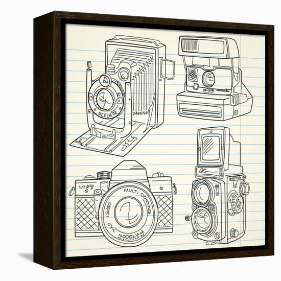 Cool Hand Drawn Old Camera Set, All Time Legends-Alisa Foytik-Framed Stretched Canvas