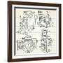 Cool Hand Drawn Old Camera Set, All Time Legends-Alisa Foytik-Framed Art Print