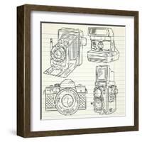 Cool Hand Drawn Old Camera Set, All Time Legends-Alisa Foytik-Framed Art Print