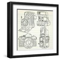 Cool Hand Drawn Old Camera Set, All Time Legends-Alisa Foytik-Framed Art Print