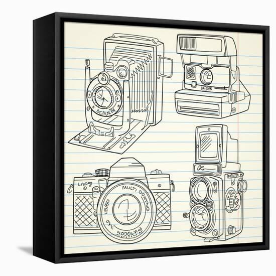 Cool Hand Drawn Old Camera Set, All Time Legends-Alisa Foytik-Framed Stretched Canvas