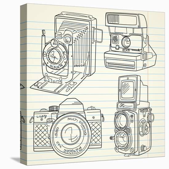 Cool Hand Drawn Old Camera Set, All Time Legends-Alisa Foytik-Stretched Canvas