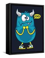 Cool Monster, Yeti, Alien Vector Design for Kid Tee Shirt-braingraph-Framed Stretched Canvas