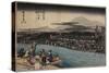 Cool of the Evening at Shijo Riverbank, C. 1834-Utagawa Hiroshige-Stretched Canvas