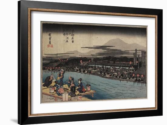 Cool of the Evening at Shijo Riverbank, C. 1834-Utagawa Hiroshige-Framed Giclee Print