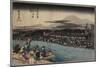 Cool of the Evening at Shijo Riverbank, C. 1834-Utagawa Hiroshige-Mounted Giclee Print