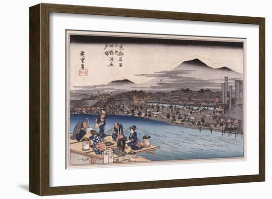 Cool of the Evening at Shijo Riverbed. from the Series 'Famous Places of Kyoto'-Hashiguchi Goyo-Framed Giclee Print