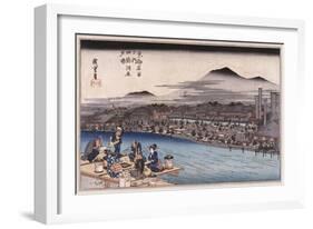 Cool of the Evening at Shijo Riverbed. from the Series 'Famous Places of Kyoto'-Hashiguchi Goyo-Framed Giclee Print