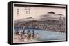 Cool of the Evening at Shijo Riverbed', from the Series 'Famous Places of Kyoto'-Utagawa Hiroshige-Framed Stretched Canvas