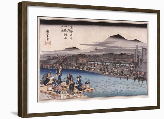 Cool of the Evening at Shijo Riverbed', from the Series 'Famous Places of Kyoto'-Utagawa Hiroshige-Framed Giclee Print