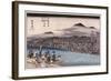 Cool of the Evening at Shijo Riverbed', from the Series 'Famous Places of Kyoto'-Utagawa Hiroshige-Framed Giclee Print