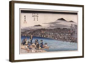 Cool of the Evening at Shijo Riverbed', from the Series 'Famous Places of Kyoto'-Utagawa Hiroshige-Framed Giclee Print