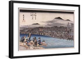 Cool of the Evening at Shijo Riverbed', from the Series 'Famous Places of Kyoto'-Utagawa Hiroshige-Framed Giclee Print