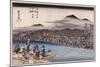 Cool of the Evening at Shijo Riverbed', from the Series 'Famous Places of Kyoto'-Utagawa Hiroshige-Mounted Giclee Print