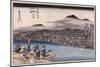 Cool of the Evening at Shijo Riverbed', from the Series 'Famous Places of Kyoto'-Utagawa Hiroshige-Mounted Premium Giclee Print