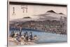 Cool of the Evening at Shijo Riverbed', from the Series 'Famous Places of Kyoto'-Utagawa Hiroshige-Stretched Canvas