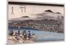 Cool of the Evening at Shijo Riverbed', from the Series 'Famous Places of Kyoto'-Utagawa Hiroshige-Mounted Giclee Print