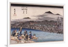 Cool of the Evening at Shijo Riverbed', from the Series 'Famous Places of Kyoto'-Utagawa Hiroshige-Framed Giclee Print