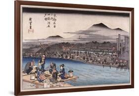 Cool of the Evening at Shijo Riverbed', from the Series 'Famous Places of Kyoto'-Utagawa Hiroshige-Framed Giclee Print