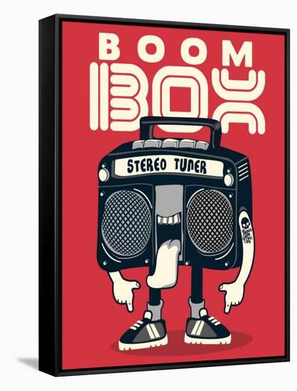 Cool Radio Character Vector Design for Tee-braingraph-Framed Stretched Canvas
