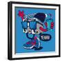 Cool Radio Character Vector Design for Tee-braingraph-Framed Art Print