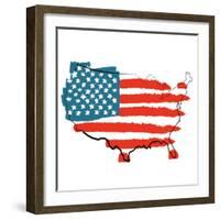 Cool USA Map with US Flag-Alisa Foytik-Framed Art Print