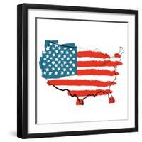 Cool USA Map with US Flag-Alisa Foytik-Framed Art Print
