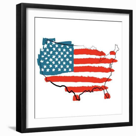 Cool USA Map with US Flag-Alisa Foytik-Framed Art Print