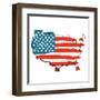 Cool USA Map with US Flag-Alisa Foytik-Framed Art Print