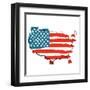 Cool USA Map with US Flag-Alisa Foytik-Framed Art Print