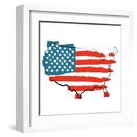 Cool USA Map with US Flag-Alisa Foytik-Framed Art Print