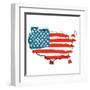 Cool USA Map with US Flag-Alisa Foytik-Framed Art Print