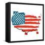 Cool USA Map with US Flag-Alisa Foytik-Framed Stretched Canvas